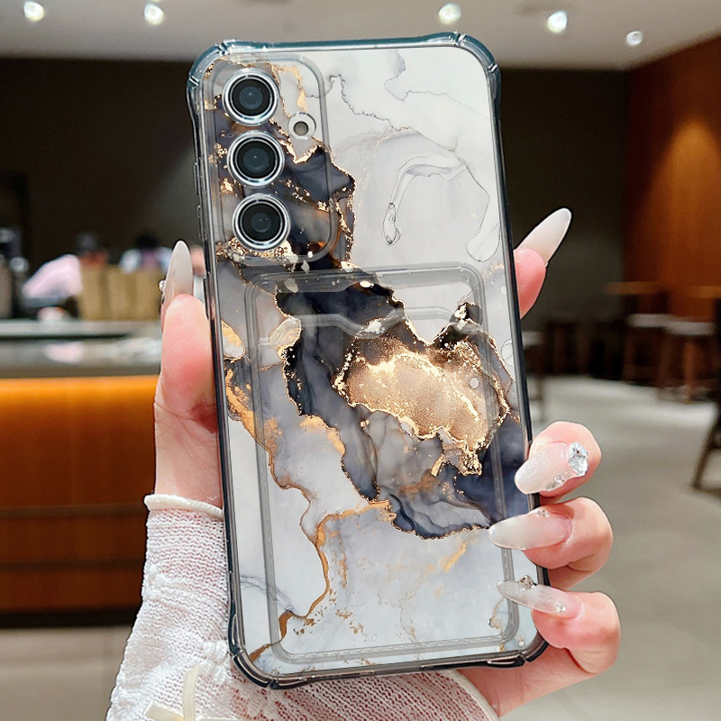 Wallets - レトロ大理石模様ウォレットケース Samsung Galaxy A57 A37 A17