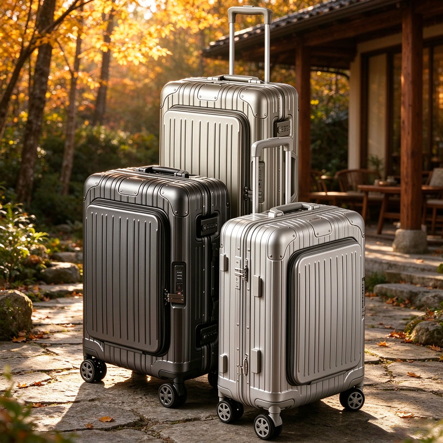 Spinner Wheel Rolling Suitcase 20 Inch - 20/24/28インチ、前面開閉式、アルミフレーム、厚手のPC素材を使用したキャリーバッグ。20インチ、TSAロック付き、車輪付き旅行用スーツケース。