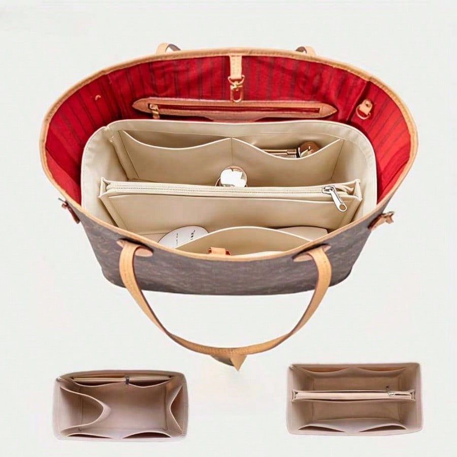 フェルト製の仕切り付きバッグオーガナイザー、多機能ポケット付 - Cosmetic Bags のレビューと価格