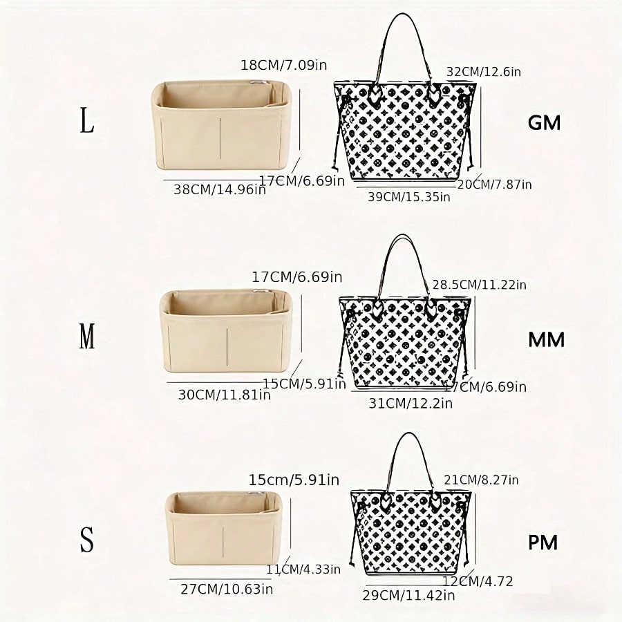 フェルト製の仕切り付きバッグオーガナイザー、多機能ポケット付 - Cosmetic Bags のレビューと価格