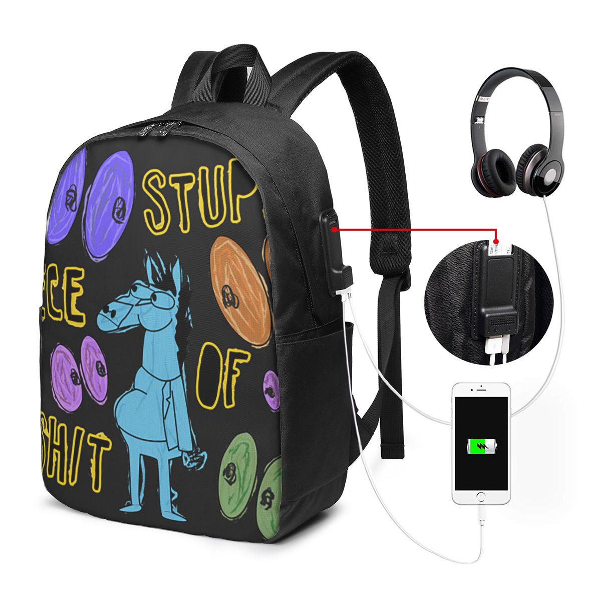漫画ボージャック・ホースマン愚かなクソみたいなものバックパッ - Backpacks のレビューと価格